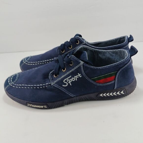 NWOT Men's Navy Blue Canvas Lace-Up Casual Shoes, Sport Fashion Sneakers 10 - Picture 8 of 13